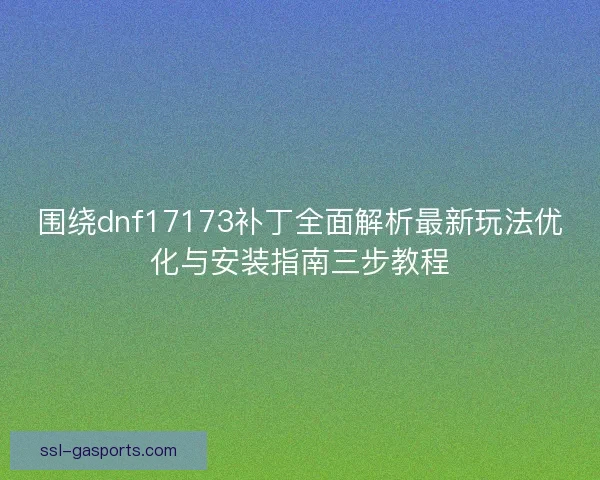 围绕dnf17173补丁全面解析最新玩法优化与安装指南三步教程